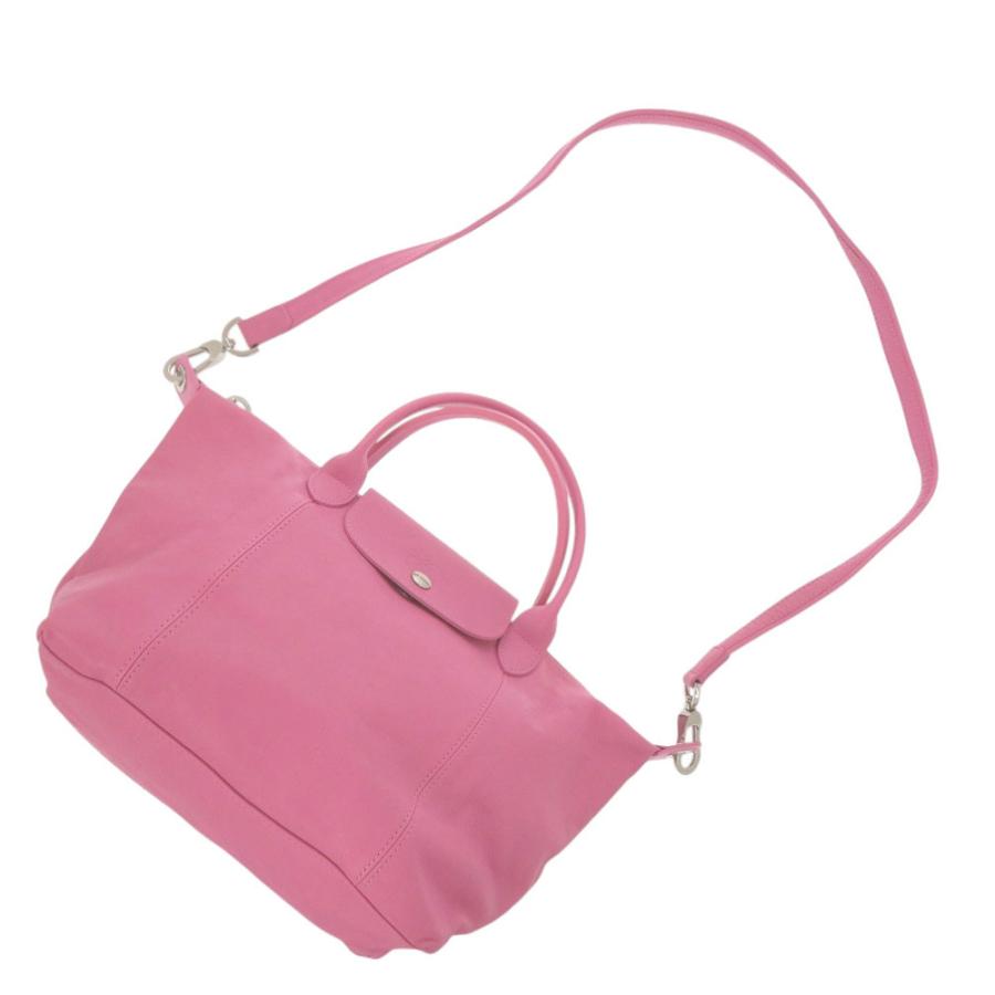 ロンシャン キュイールMサイズ　オールレザー　ピンク LONGCHAMP（ロンシャン） 美品 2WAY 折り畳み ル プリアージュ