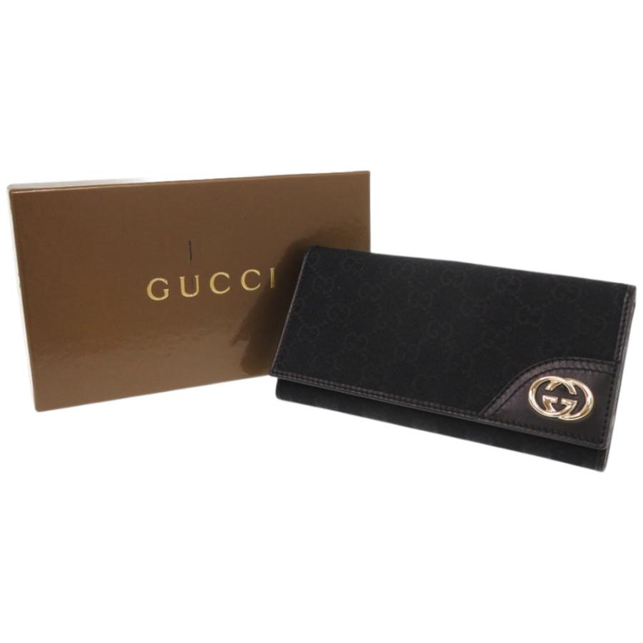 GUCCI ブラック GGキャンバス 長財布 インターロッキング GUCCI 美品 グッチ インターロッキングG 181593 GGキャンバス