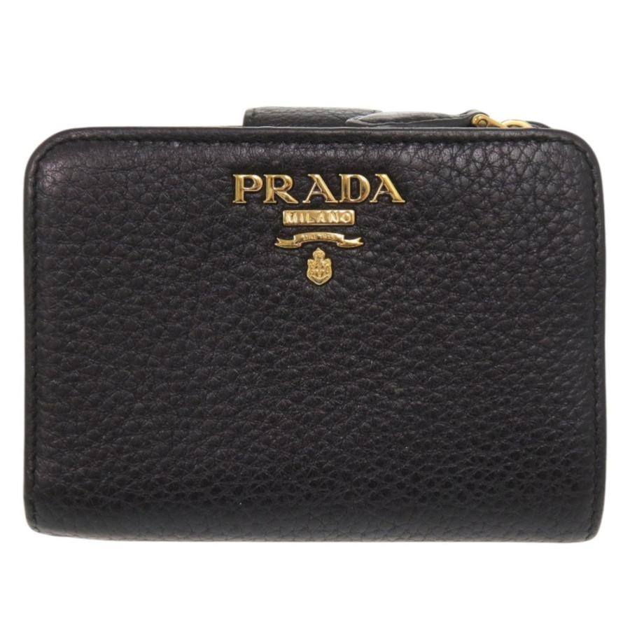 美品✨PRADA プラダ 二つ折り財布 エピ革 ブラック 黒 PRADA 二つ折り財布 ブラック Prada 二つ折り財布 | ブラック
