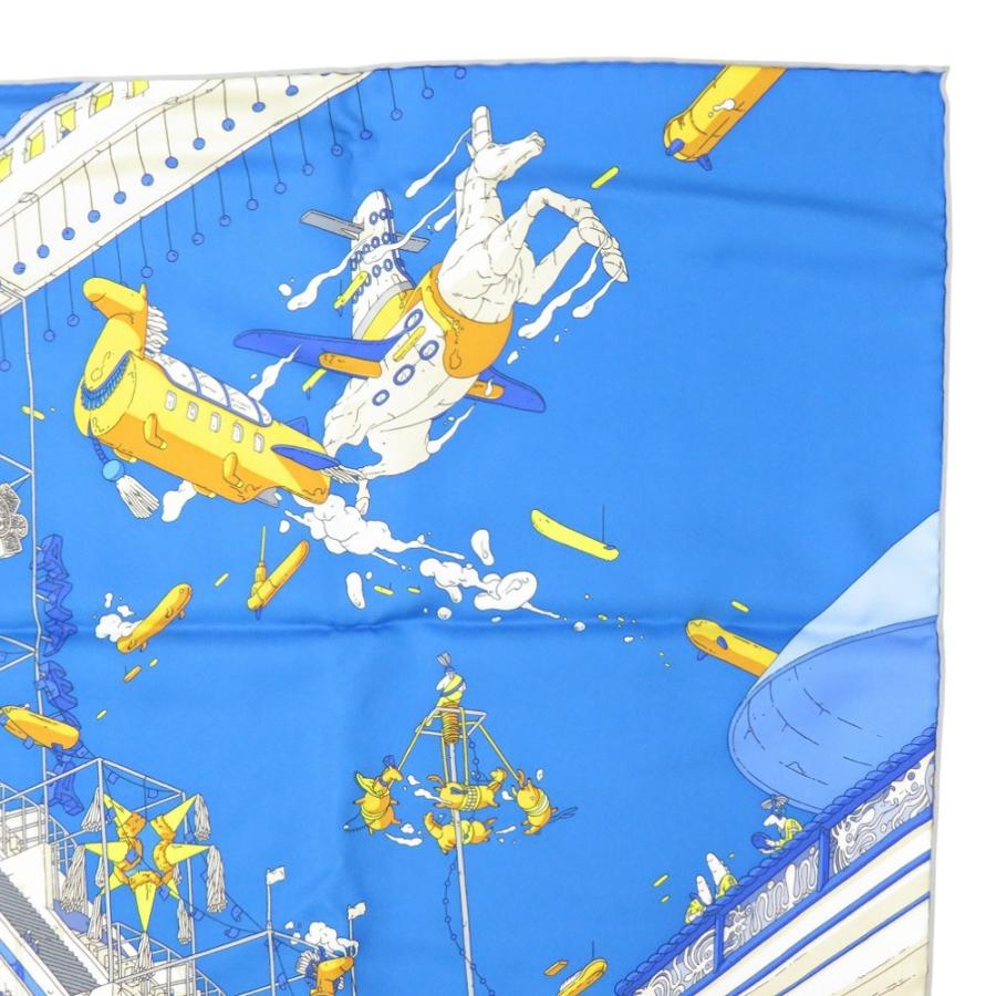 新品同様 エルメス カレ90 翼のある馬の伝説 LA LEGENDE DU CHEVAL A PLUMES ツイル Twill スカーフ シルク BLEU 0532 HERMES_5