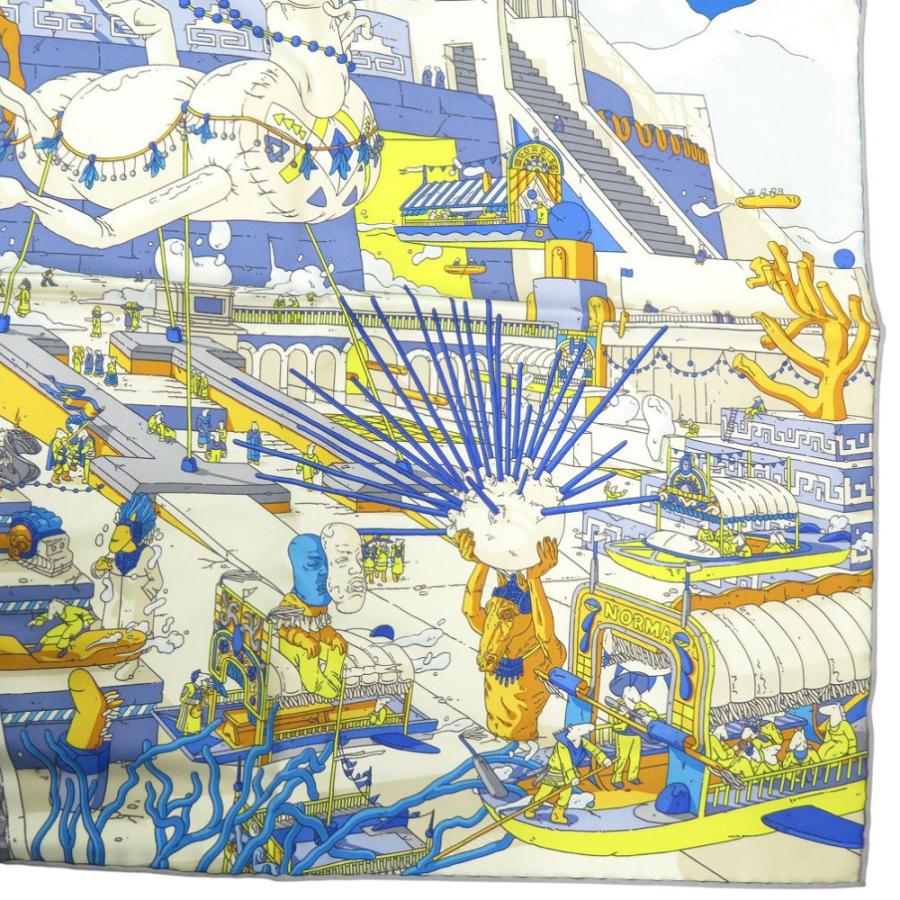 新品同様 エルメス カレ90 翼のある馬の伝説 LA LEGENDE DU CHEVAL A PLUMES ツイル Twill スカーフ シルク BLEU 0532 HERMES_8