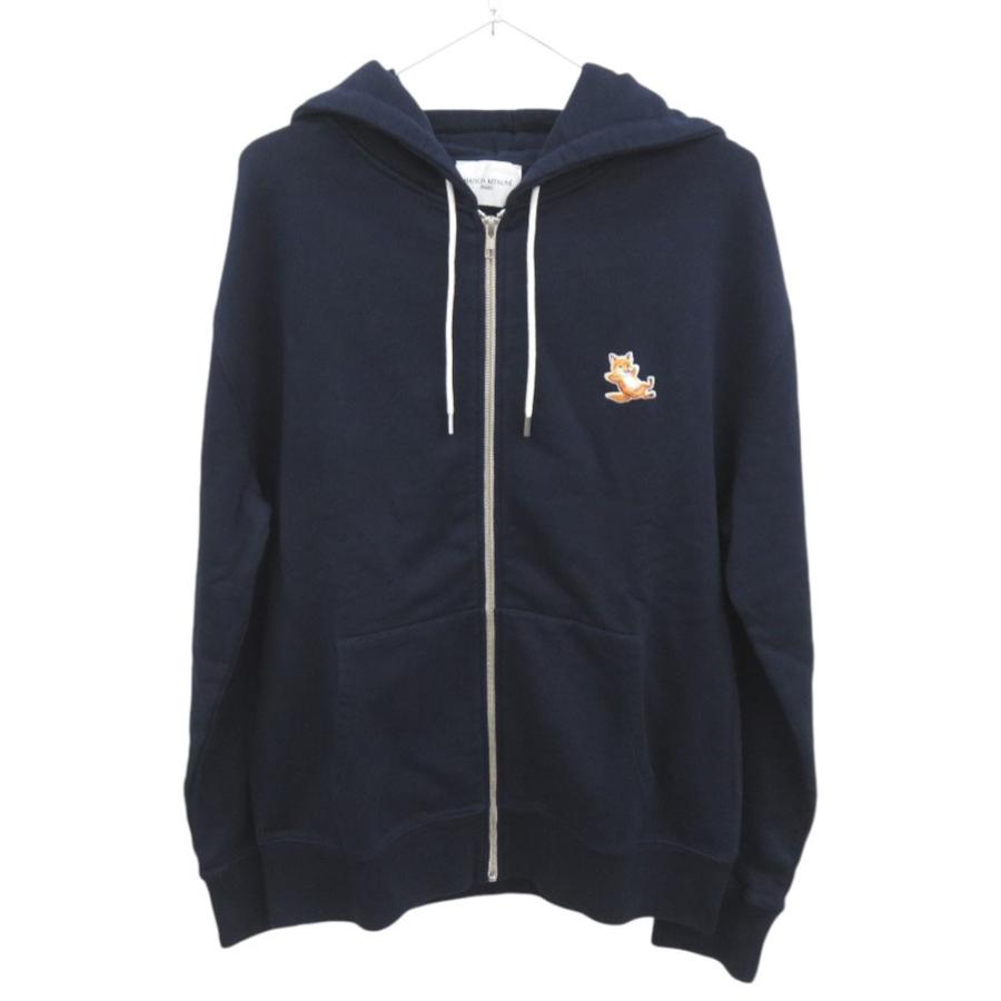 美品 メゾンキツネ CHILLAX FOX サイズXL IU00353KM0001 コットン ネイビー パーカー ジップアップパーカー 0751【中古】MAISON KITSUNE メンズ 美品 メゾンキツネ CHILLAX FOX サイズXL IU00353KM0001 コットン