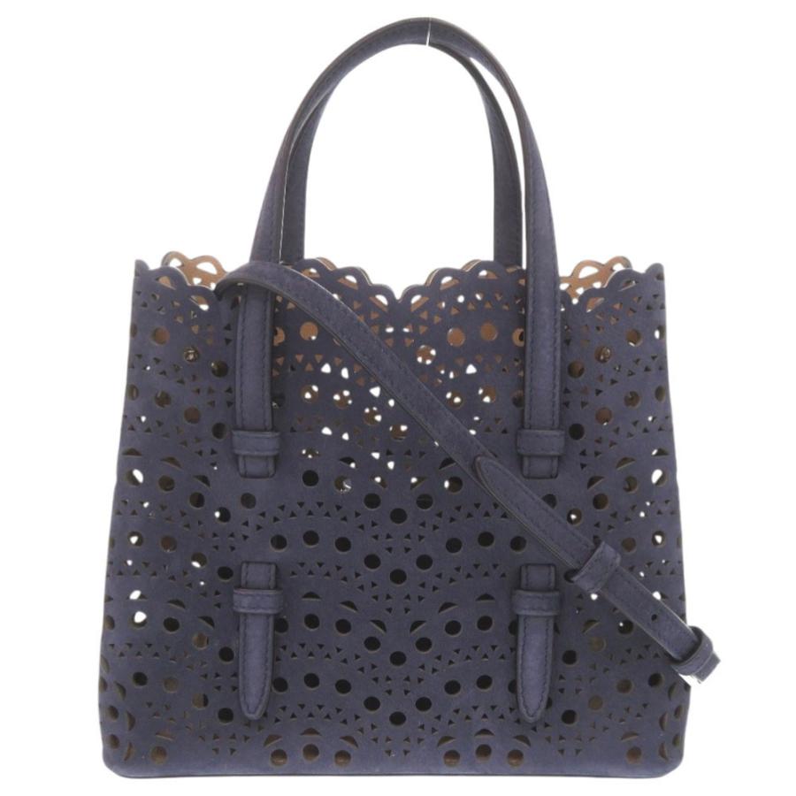 新品同様 アライア MINA20 ヌバックレザー ネイビー 2WAY ハンドバッグ