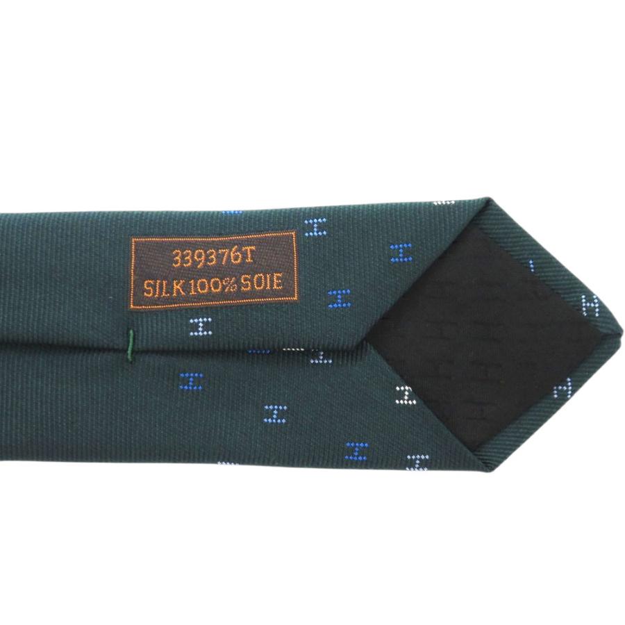 HERMES（エルメス） 新品同様 H柄 シルク グリーン 緑 ネクタイ 1349