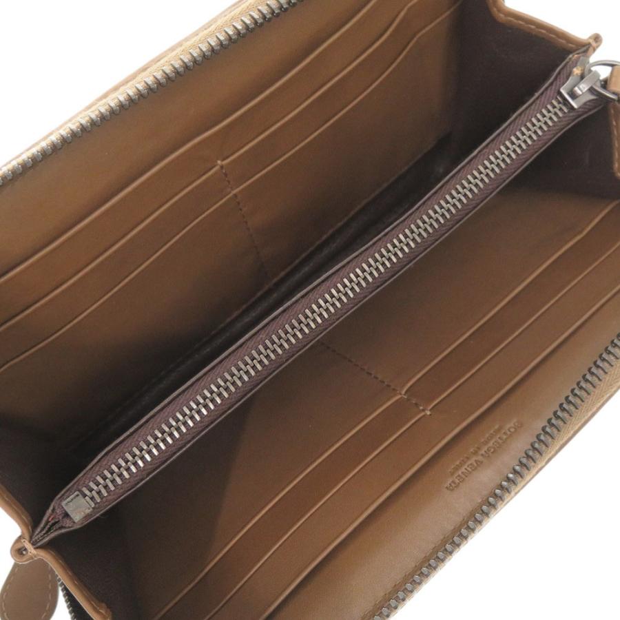 美品 ボッテガヴェネタ イントレチャート レザー ブラウン ラウンド