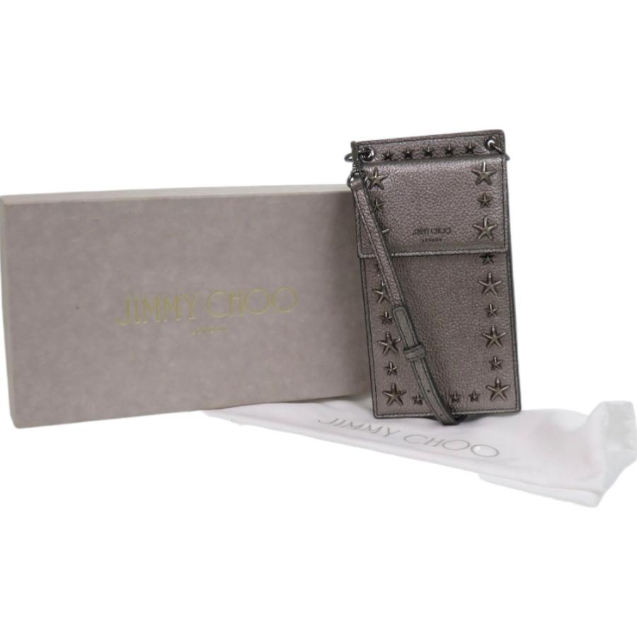 新品同様 ジミーチュウ PEGASI PHONE CASE スタースタッズ グレインカーフレザー ガンメタル 携帯 スマホアクセサリー 0073 JIMMY CHOO