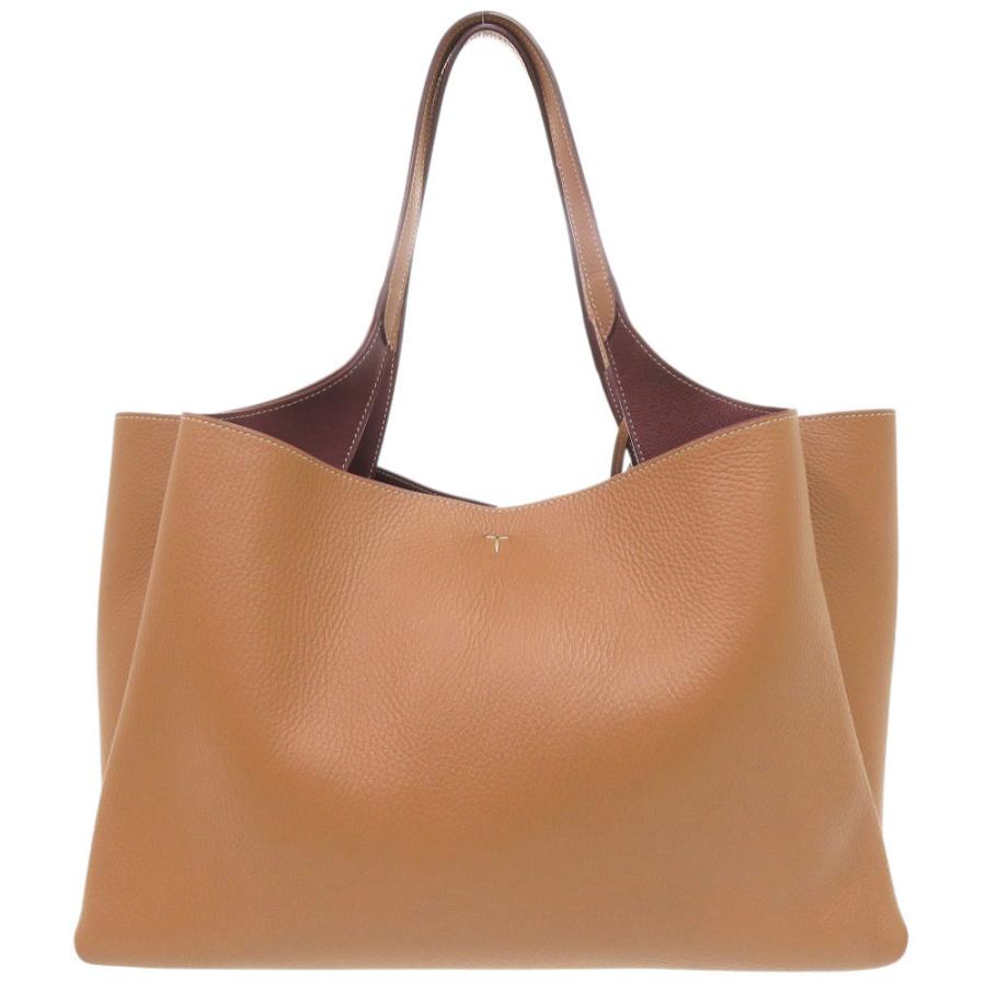 美品 トッズ Tタイムレス レザー ブラウン トートバッグ 茶 0308 TOD'S