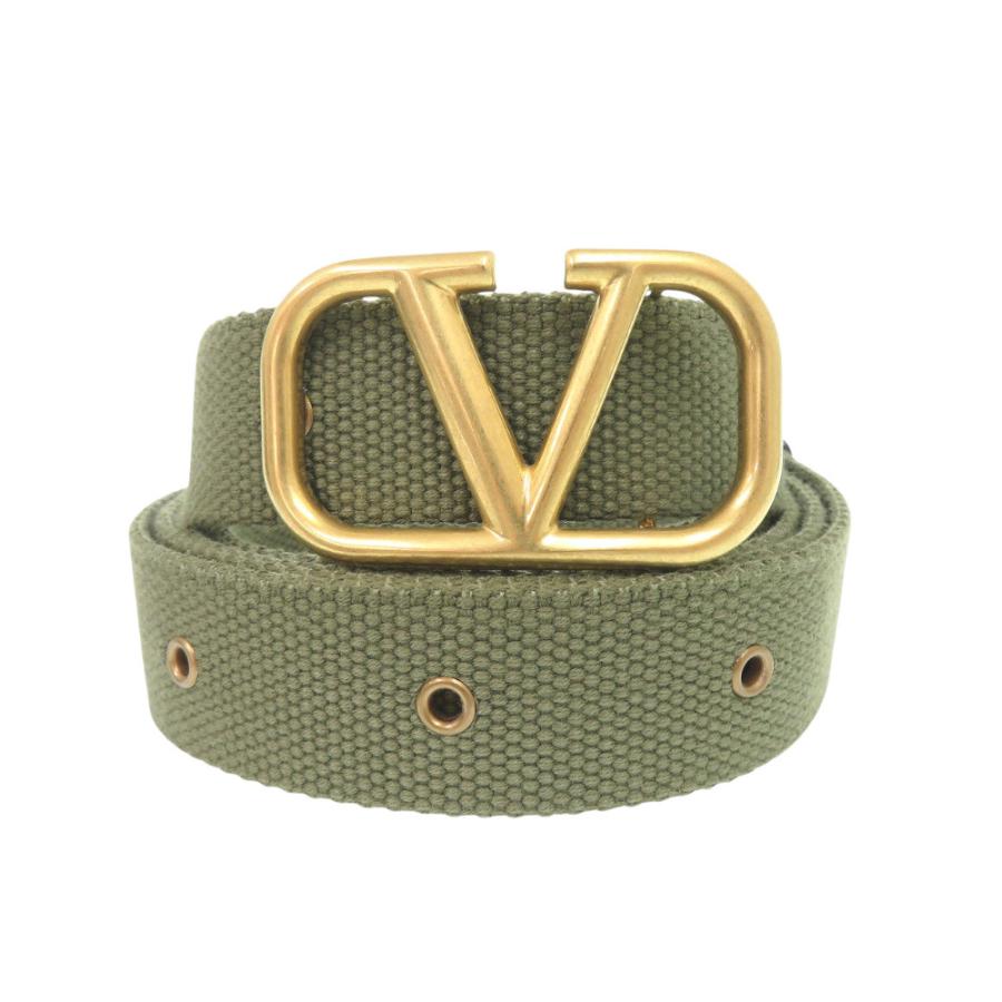 新品同様 ヴァレンティノ Vロゴ TY0T0R45TIB  キャンバス アーミー グリーン ベルト  1122【中古】VALENTINO メンズ VALENTINO（ヴァレンティノ） 新品同様 Vロゴ TY0T0R45TIB ゴールド