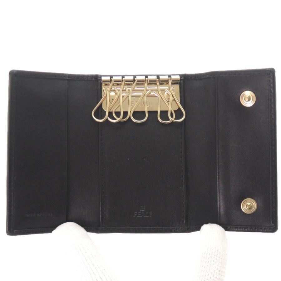 新品同様 フェンディ ズッカ キャンバス レザー ブラウン 6連キーケース 1138 FENDI_4