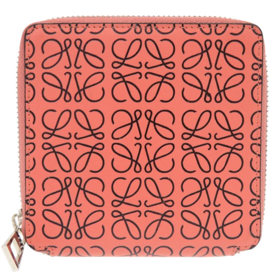 美品 ロエベ アナグラム レザー ピンク 二つ折り財布 1211 【中古】 LOEWE LOEWE（ロエベ） 美品 アナグラム レザー ピンク 二つ折り財布 1211