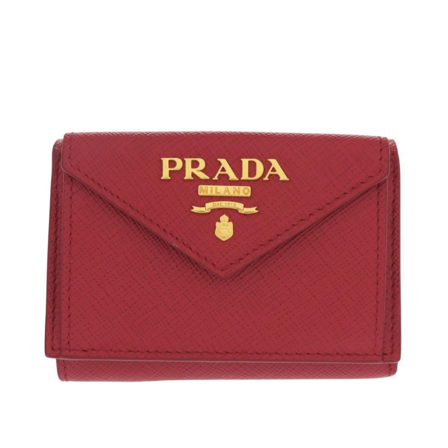 PRADA（プラダ） 未使用 1MH021 レザー サフィアーノメタル レッド 三