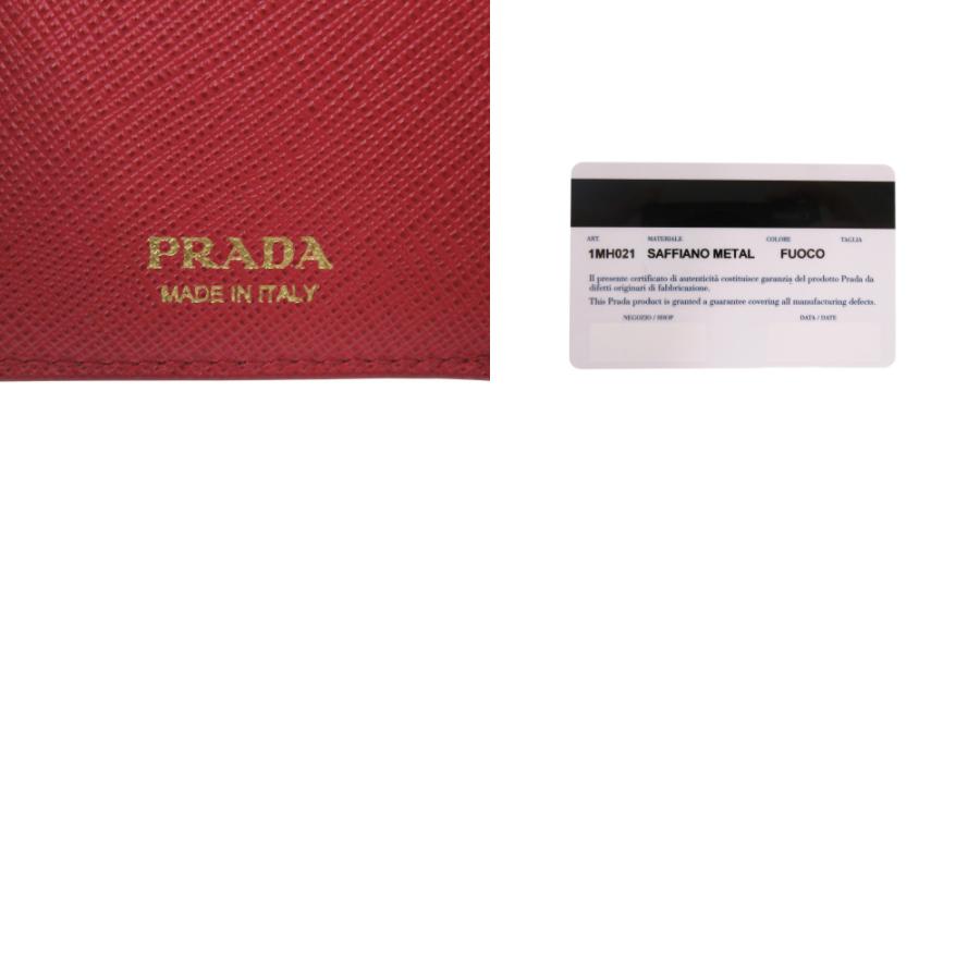 未使用 プラダ 1MH021 レザー サフィアーノメタル レッド 三つ折り財布 赤 1295 PRADAの画像