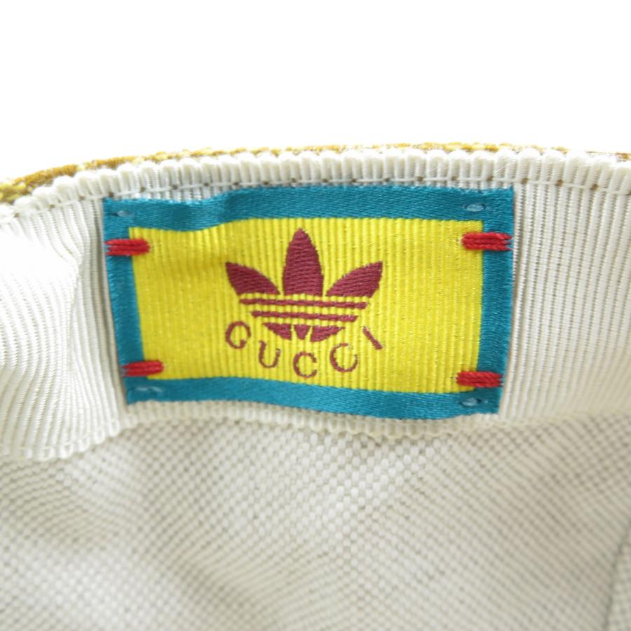 未使用 グッチ アディダス 696475 ナイロン レザー ブラウン M GGクリスタル ベースボールキャップ 帽子 0356 GUCCIの画像