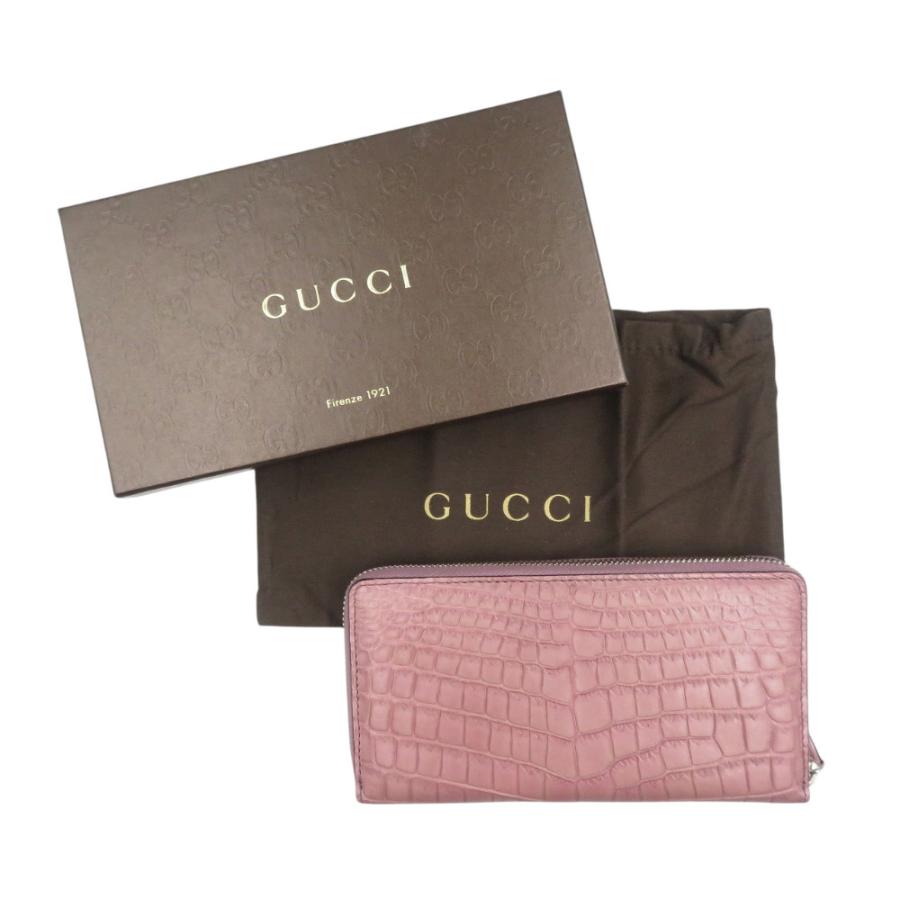 GUCCI 新品同様 グッチ 374850 クロコダイル シルバー金具 パープル  