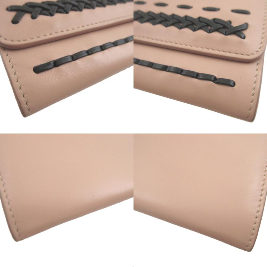 美品 トッズ レザー ピンク 2つ折り長財布 財布 0593【中古】TOD 