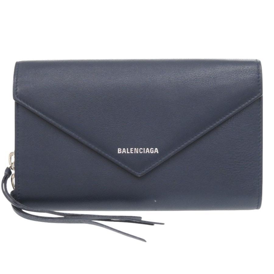 BALENCIAGA（バレンシアガ） 美品 カーフレザー ネイビー 長財布 1024 