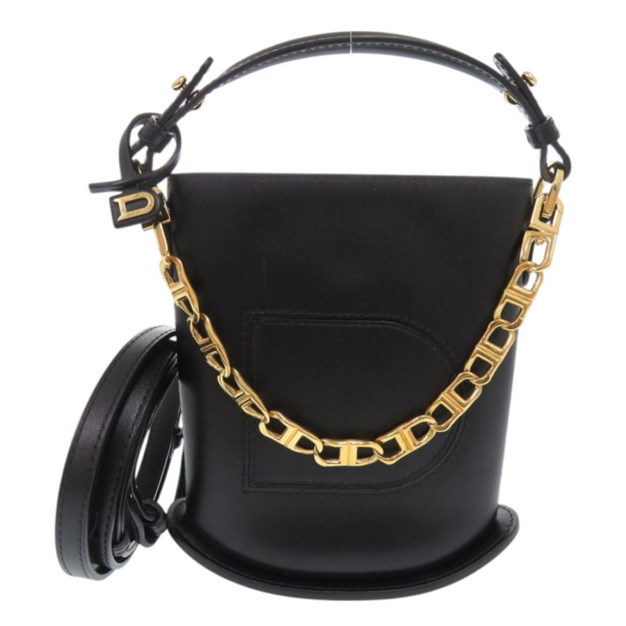 新品同様 デルボー パン エクラ ナノ レザー ブラック ハンドバッグ