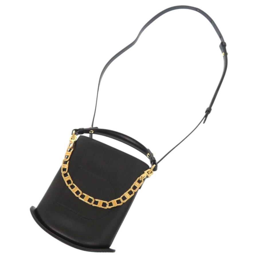 新品同様 デルボー パン エクラ ナノ レザー ブラック ハンドバッグ ショルダーバッグ 黒 1498【中古】DELVAUX 新品同様 デルボー パン エクラ ナノ レザー ブラック ハンドバッグ