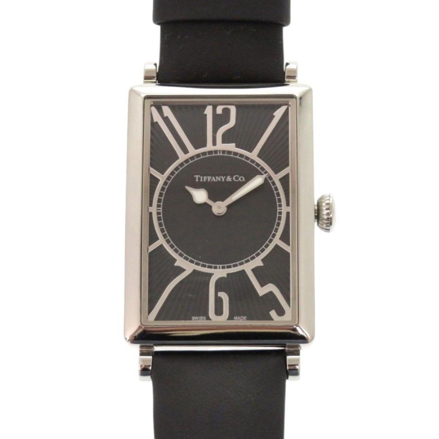TIFFANY&Co.（ティファニー） 美品 ギャラリー Z3002.10.10A10A68A SS レザー ブラック クオーツ 腕時計 黒 ...