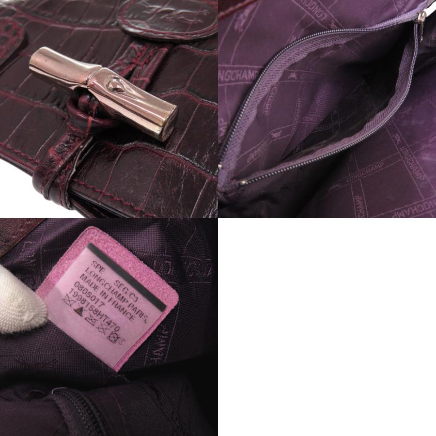 LONGCHAMP（ロンシャン） 美品 ロゾ 1998 158HT 型押しレザー ボルドー 