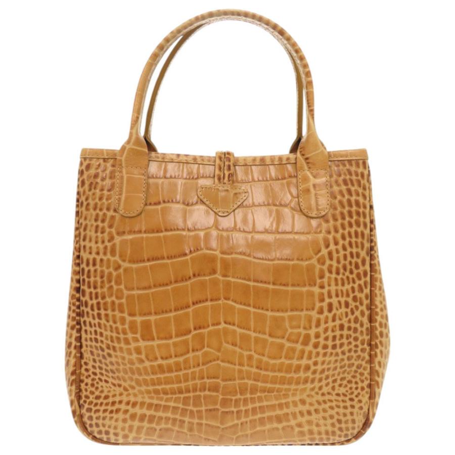 LONGCHAMP（ロンシャン） 美品 ロゾ クロコ型押しレザー キャメル 