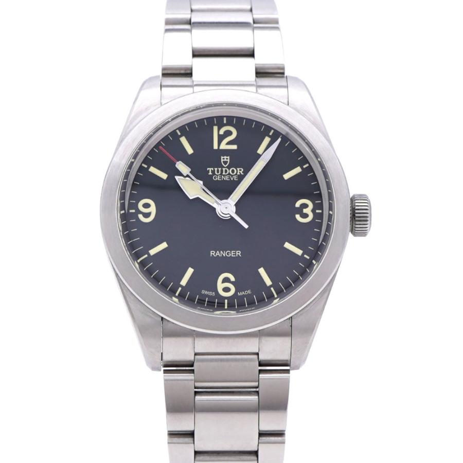 超美品 TUDOR 自動巻き ブラック アラビア レンジャー針 BK 付属品完備 美品 チューダー レンジャー 79950 自動巻き 腕時計 SS ブラック