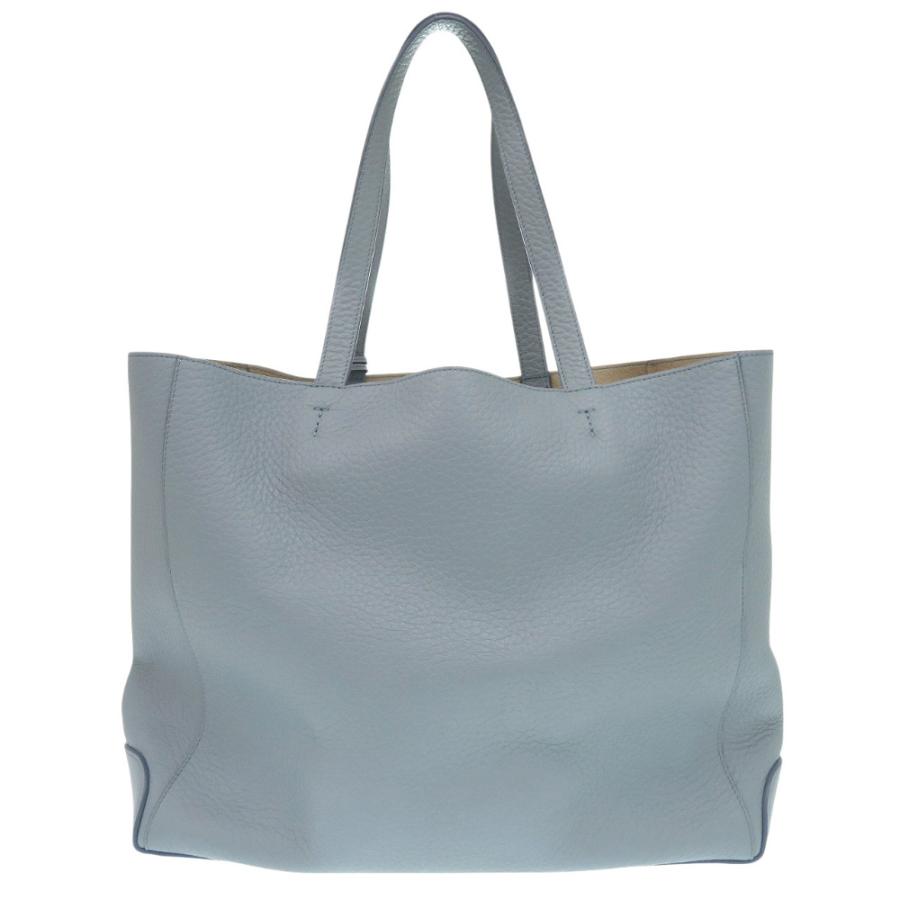 美品 トッズ レザー シボ革 ブルーグレー トートバッグ 0439 TOD'S