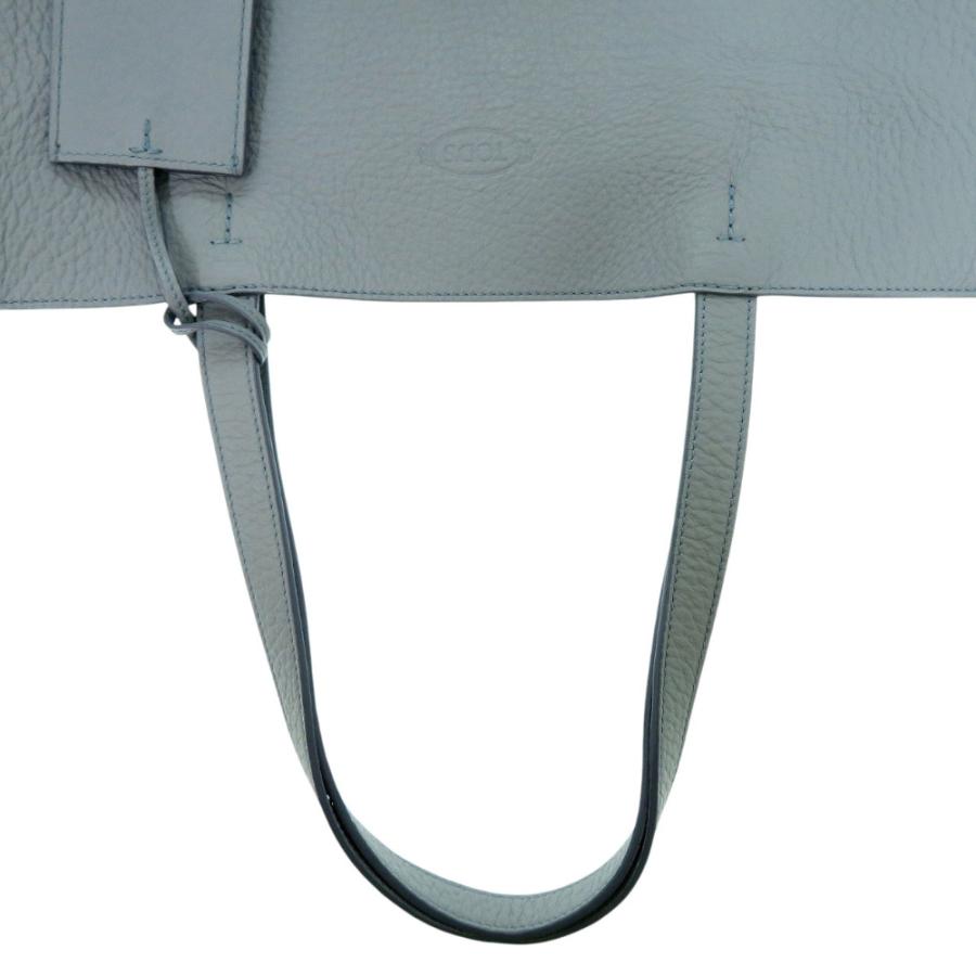 美品 トッズ レザー シボ革 ブルーグレー トートバッグ 0439 TOD'S