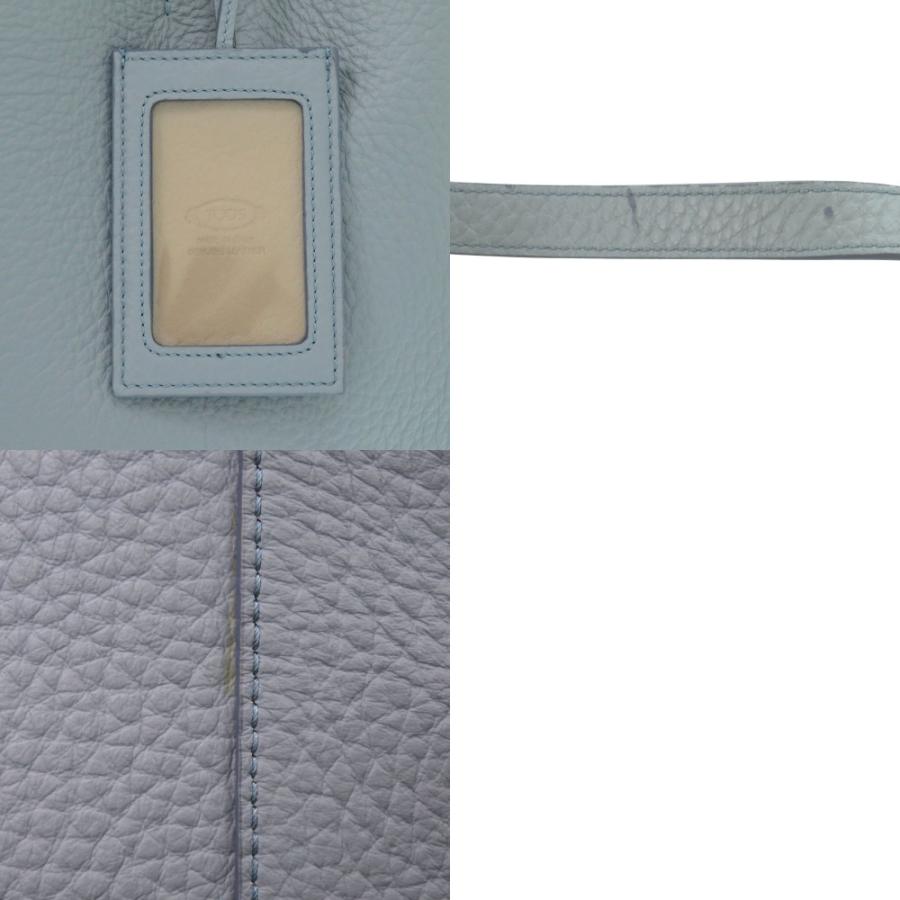 美品 トッズ レザー シボ革 ブルーグレー トートバッグ 0439 TOD'S