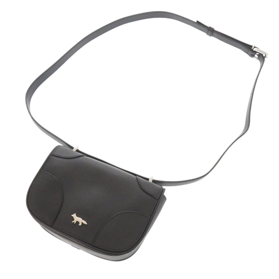 美品 メゾンキツネ MINI BOOGIE レザー ブラック ショルダーバッグ 黒