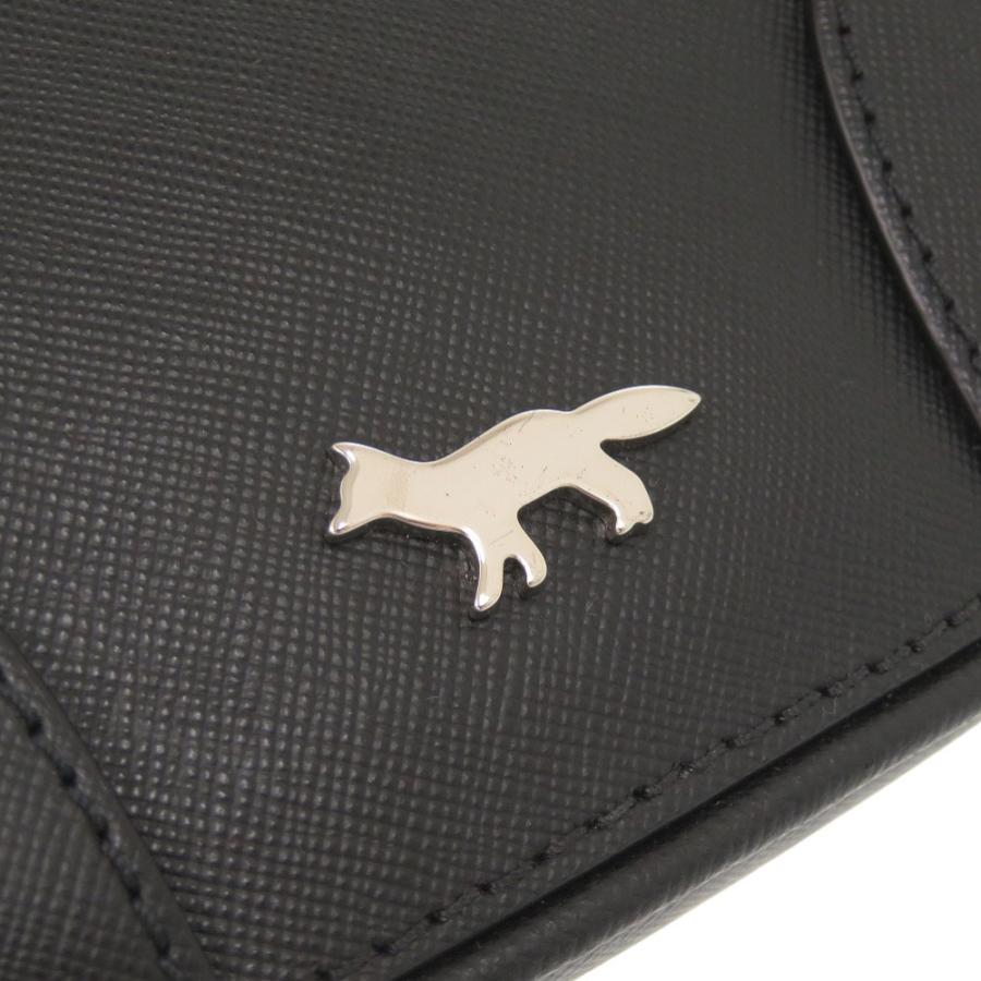 美品 メゾンキツネ MINI BOOGIE レザー ブラック ショルダーバッグ 黒 0445【中古】MAISON KITSUNE MAISON KITSUNE' - 美品 メゾンキツネ MINI BOOGIE レザー ブラック