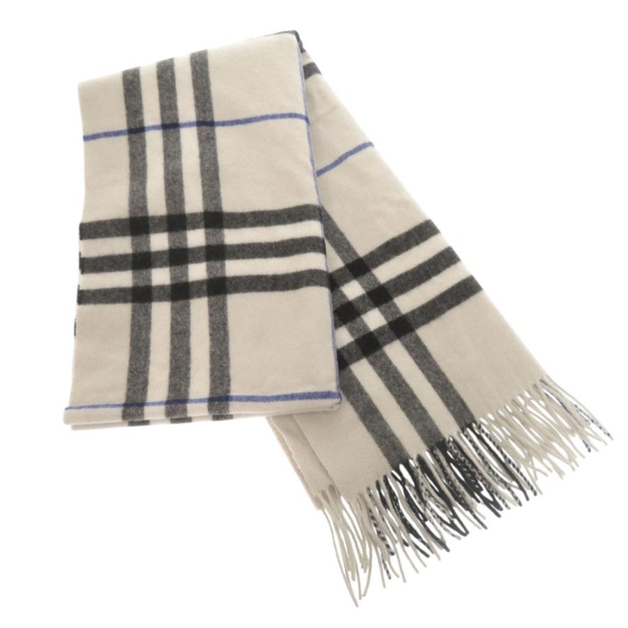 美品　Burberry チェック柄 カシミヤマフラー BURBERRY（バーバリー） 美品 チェック カシミヤ グレー マフラー 0503