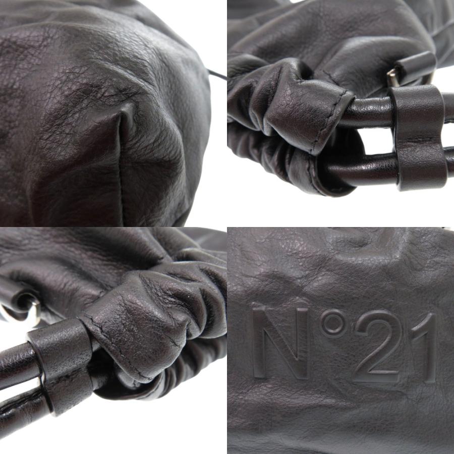 美品 ヌメロ ヴェントゥーノ 巾着バッグ ショルダーバッグ レザー ブラック 0596 N°21
