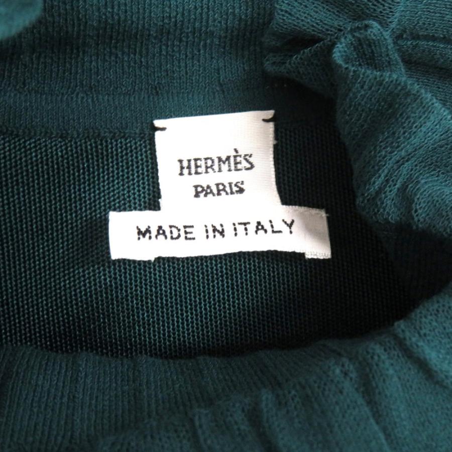 新品同様 エルメス ニットセーター 無地 長袖 シルク ポリアミド グリーン 緑 セーター 1223 HERMES_3