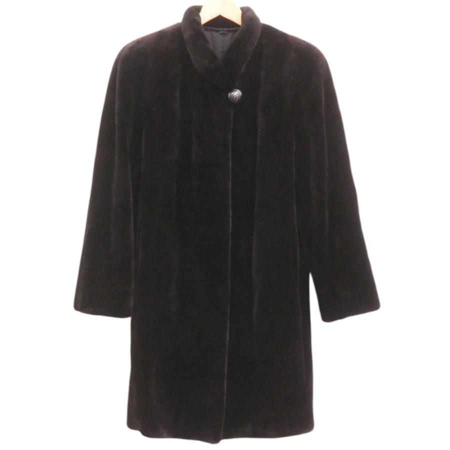 美品 サガミンク シェアードミンク ブラウン 毛皮コート 茶 1744 SAGA