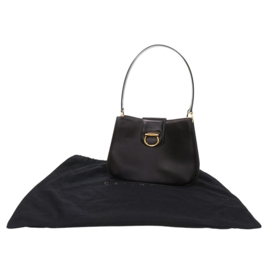 美品 セリーヌ レザー ブラック ショルダーバッグ 黒 0247 CELINE_1