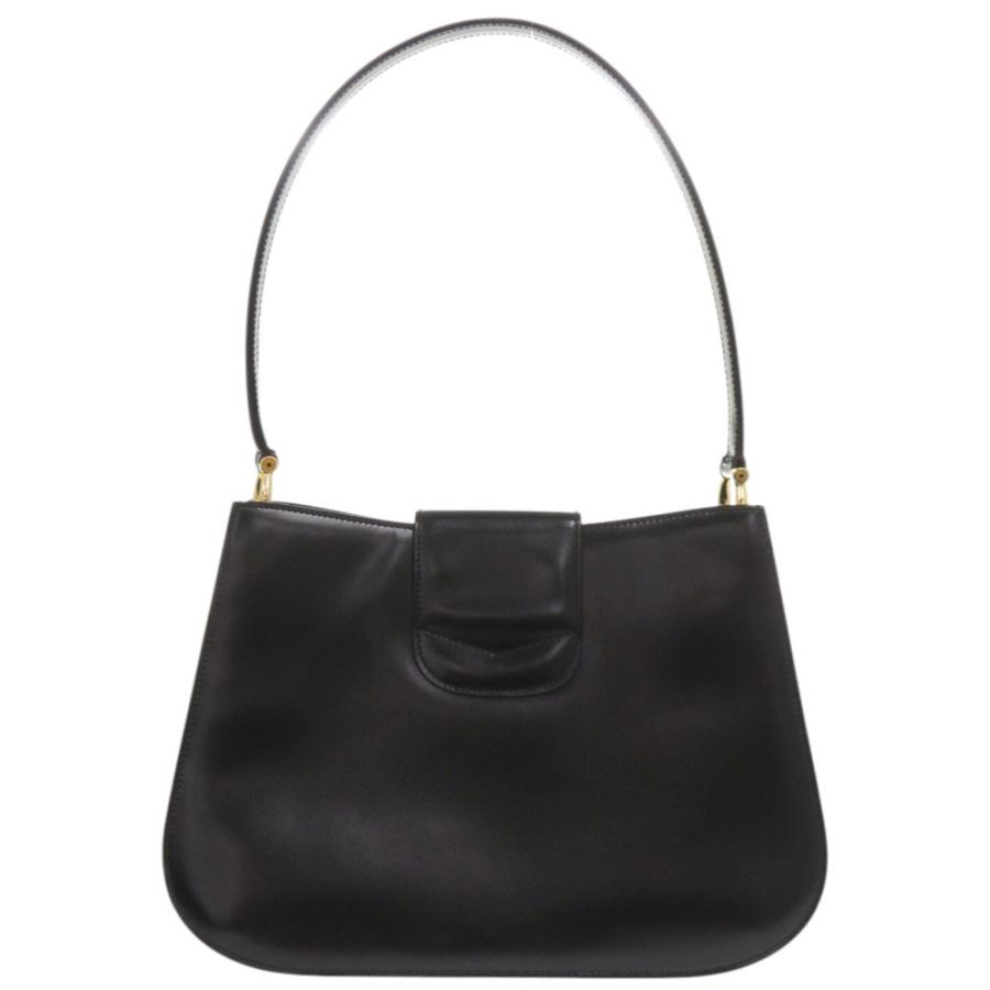 美品 セリーヌ レザー ブラック ショルダーバッグ 黒 0247 CELINE_2