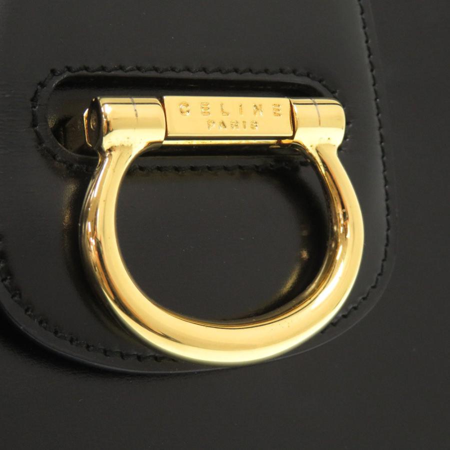 美品 セリーヌ レザー ブラック ショルダーバッグ 黒 0247 CELINE_7