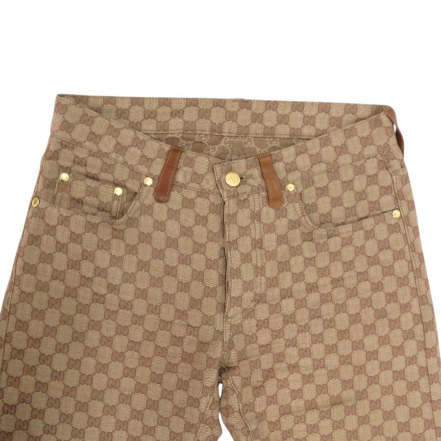グッチ ヴィンテージ GGキャンバス レザー キャメル ベージュ ブラウン サイズ44 301-0640-5191 デニム パンツ ボトムス 0351 GUCCI メンズ_2