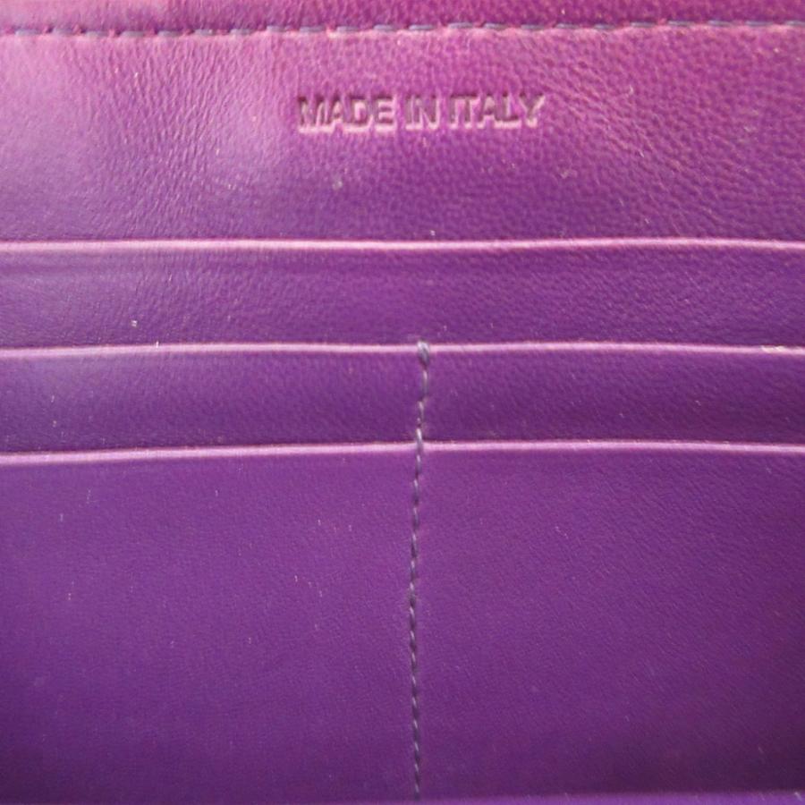 PRADA（プラダ） ストライプ レザー パープル 紫 ラウンドファスナー長