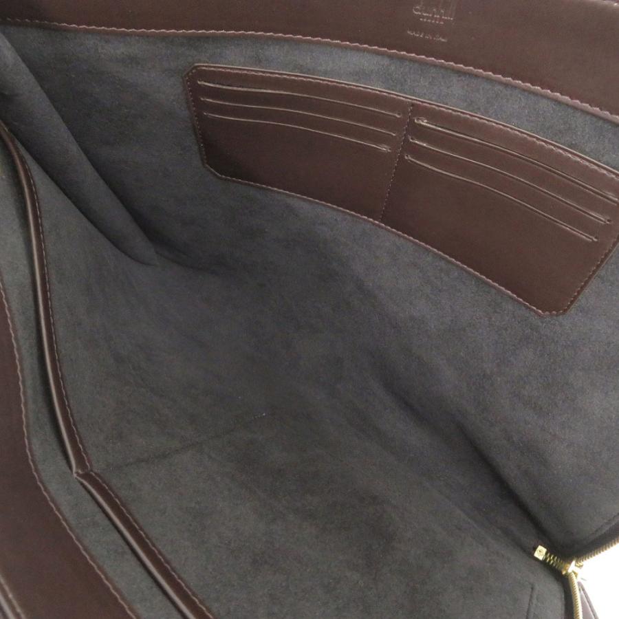 美品 ダンヒル ラゲッジキャンバス ジップフォリオ レザー ブラウン クラッチバッグ 茶 0536 Dunhill メンズ_4