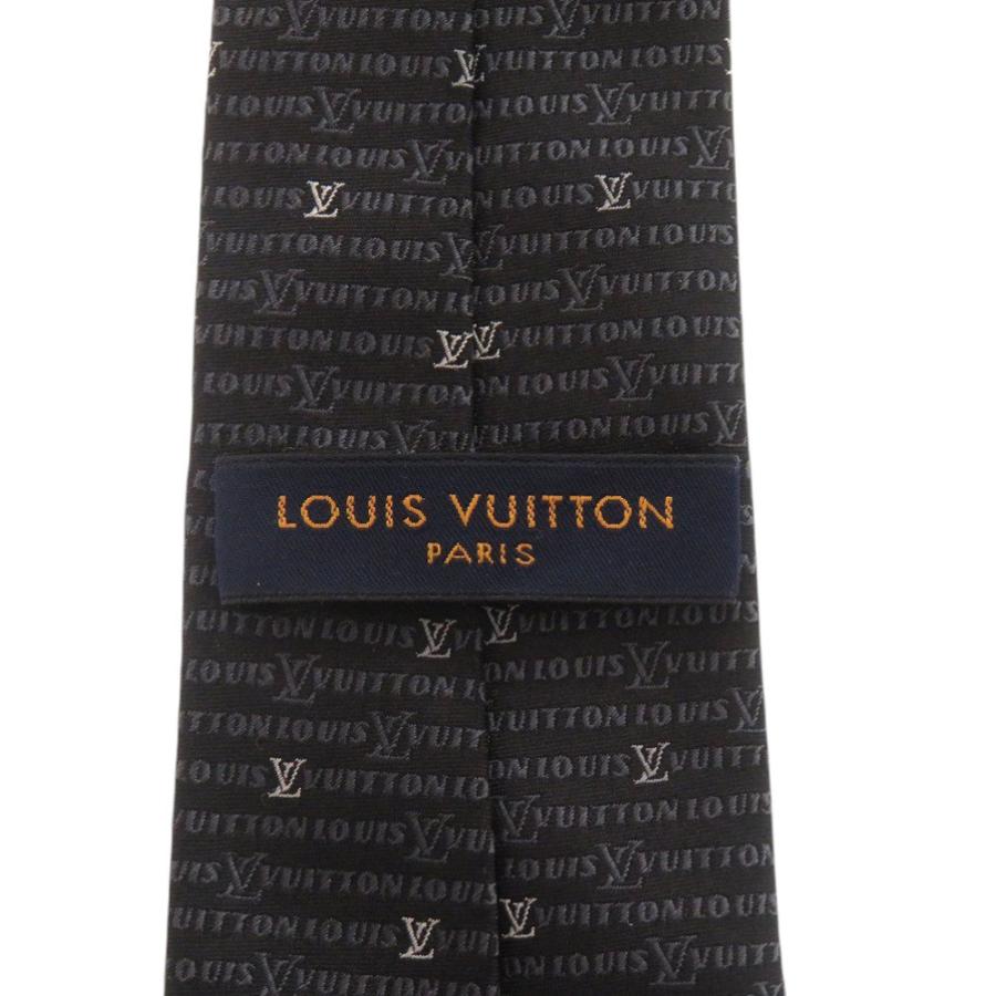 新品同様 ルイ ヴィトン M73633 総柄 シルク ブラック ネクタイ 黒 LV 0629 LOUIS VUITTON_7