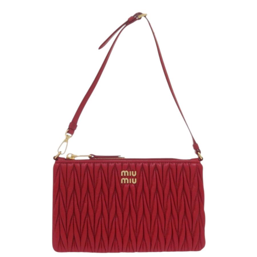 新品同様 ミュウミュウ MINI CONTENITORE マトラッセ 5NH019 レザー レッド ワンショルダーバッグ ハンドバッグ 赤 0642【中古】MIUMIU miu miu（ミュウミュウ） 新品同様 MINI CONTENITORE マトラッセ