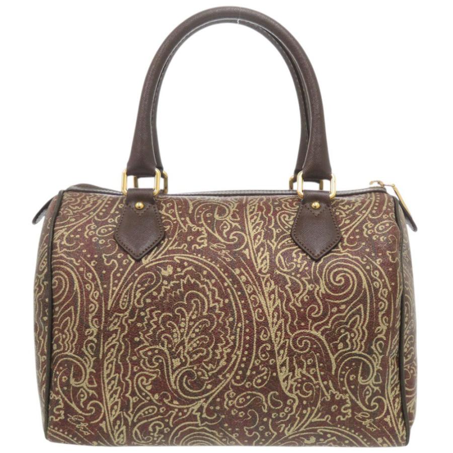 ETRO（エトロ） 美品 ペイズリー柄 PVC/レザー ブラウン ボストン 