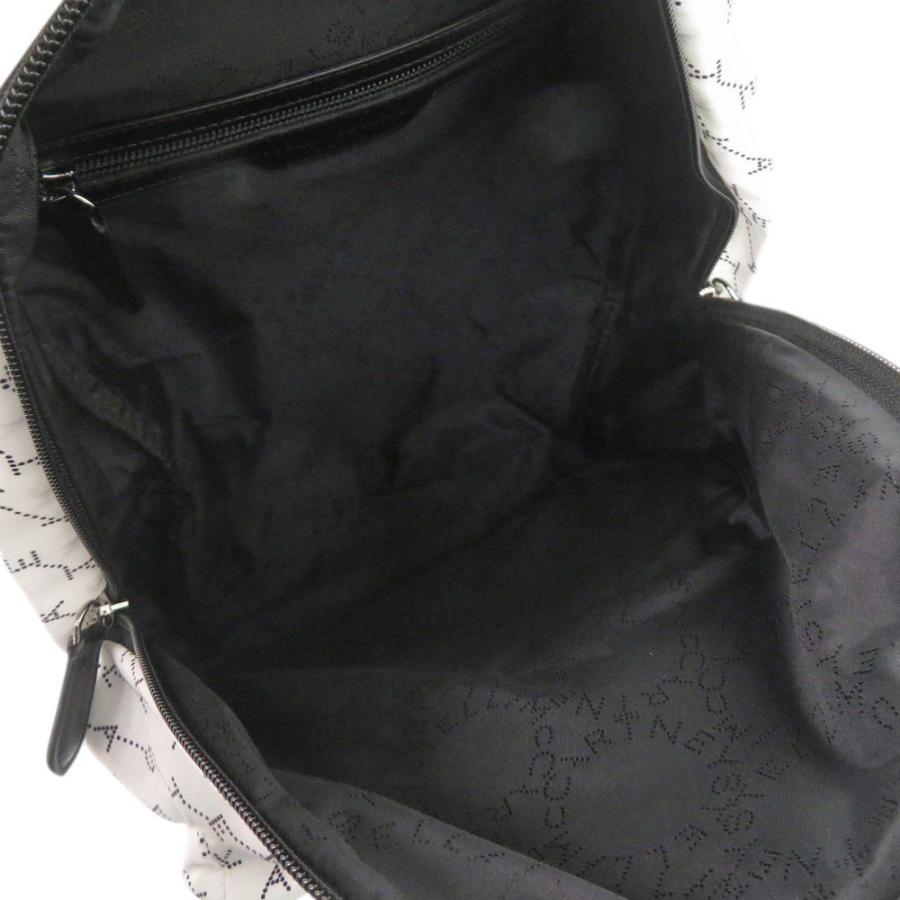 美品 ステラマッカートニー 570174W8538 総柄 ロゴ ナイロン ホワイト ブラック リュック バックパック 白 0959 Stella McCartney_6