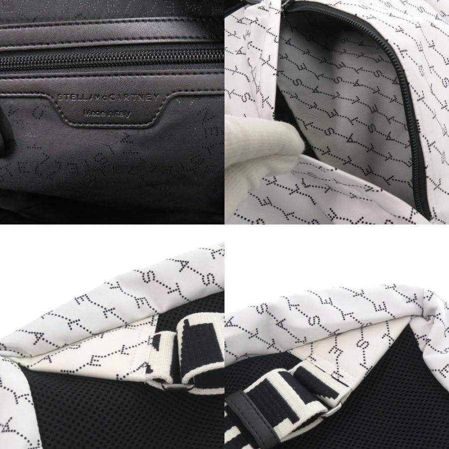 美品 ステラマッカートニー 570174W8538 総柄 ロゴ ナイロン ホワイト ブラック リュック バックパック 白 0959 Stella McCartney_7