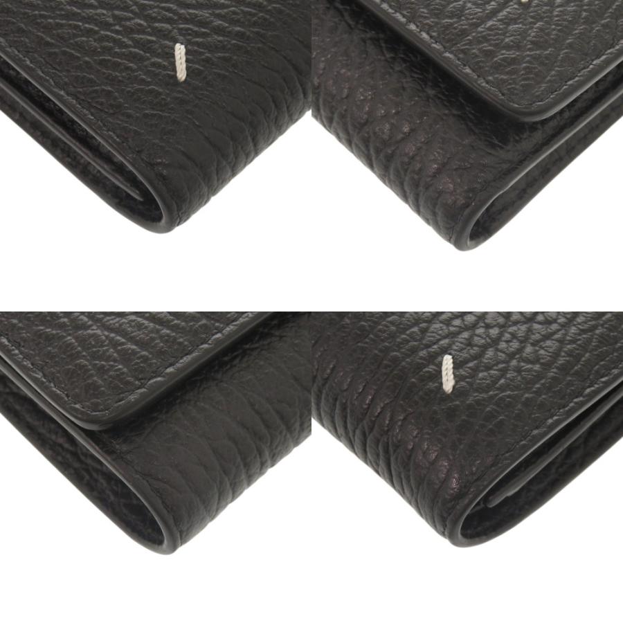 美品✨ メゾン マルジェラ 4ステッチ レザー ブラック 三つ折り財布 黒 新品同様 メゾン マルジェラ 4ステッチ レザー ブラック 三つ折り財布