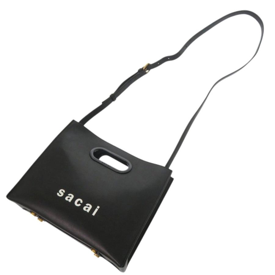 美品 サカイ New Shopper Bag レザー ブラック ショルダーバッグ 黒 1236【中古】Sacai sacai（サカイ） 美品 New Shopper Bag レザー ブラック ショルダー