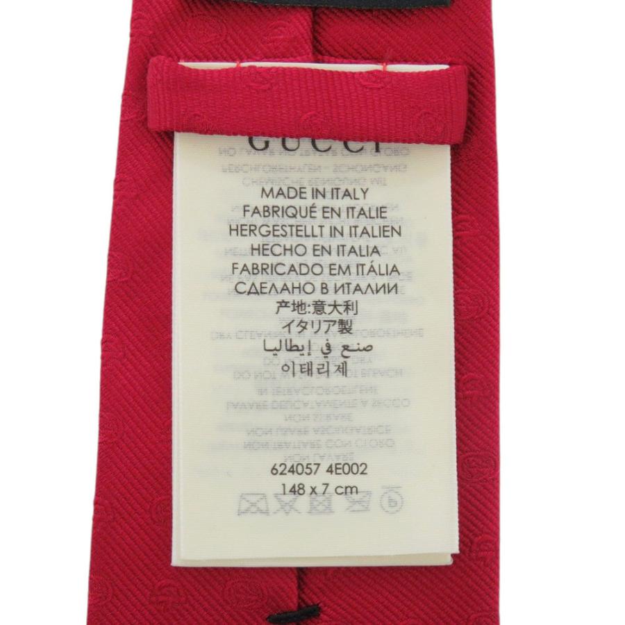 新品同様 グッチ ダブルG & ホースビット 624057 シルク/キュプラ レッド ネクタイ 赤 1304【中古】GUCCI メンズ GUCCI（グッチ） 新品同様 ダブルG & ホースビット 624057 シルク