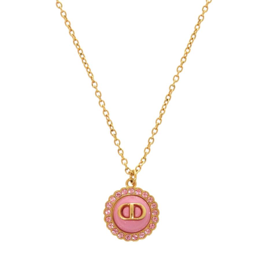 【7/6発送限定値下げ】Dior ネックレス CDロゴ パール ピンク ゴールド 美品 クリスチャン ディオール PETIT CD ロゴ ストーン メタル ピンク